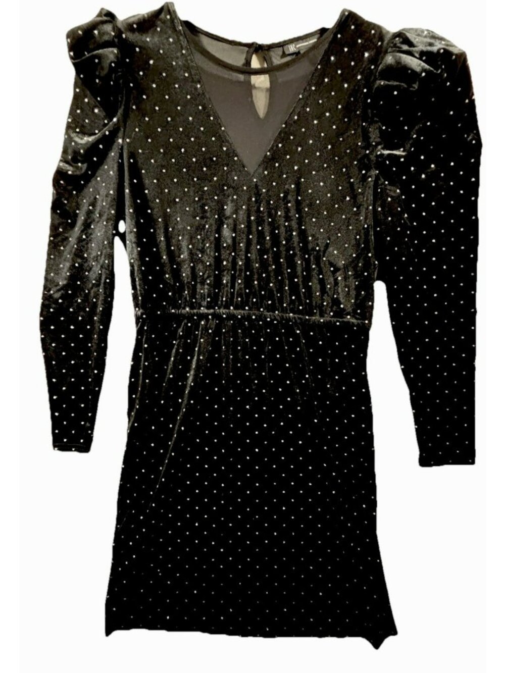 INC International Concepts Large Black Velvet Studded V Neck Long Sleeve NWT
